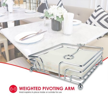 Home Basics Home Basics Chrome Plated Steel Flat Napkin Holder with Weighted Pivoted Arm ZOR96191